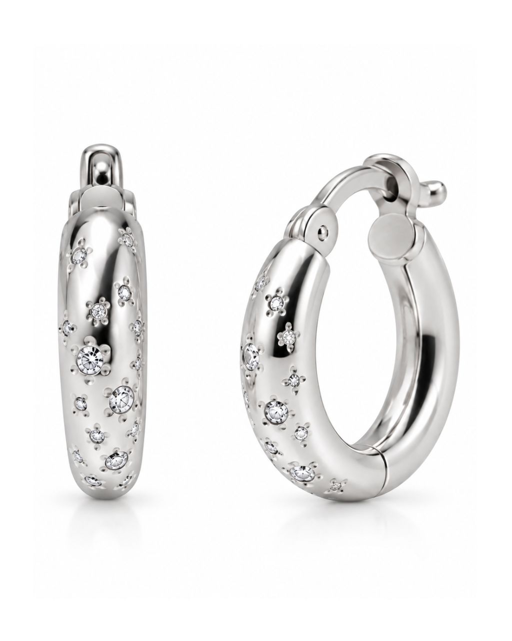 Pendientes Huggie Estrella con Circonitas Baño Oro 18 Kilates
