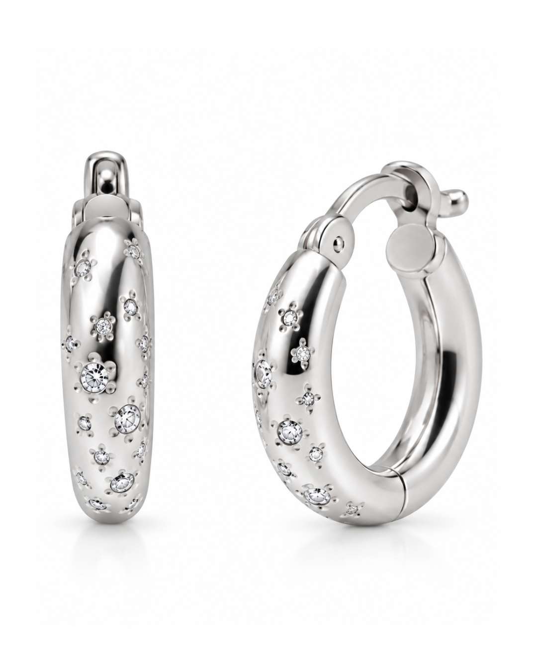 Pendientes Huggie Estrella con Circonitas Baño Oro 18 Kilates