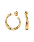Pendientes Acanalados Baño Oro 18 Kilates