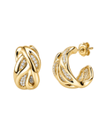 Pendientes de Volumen con Circonitas Baño Oro 18 Kilates
