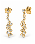 Pendientes Largos de Flor con Circonitas Baño Oro 18 Kilates