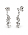 Pendientes Largos de Flor con Circonitas Baño Oro 18 Kilates