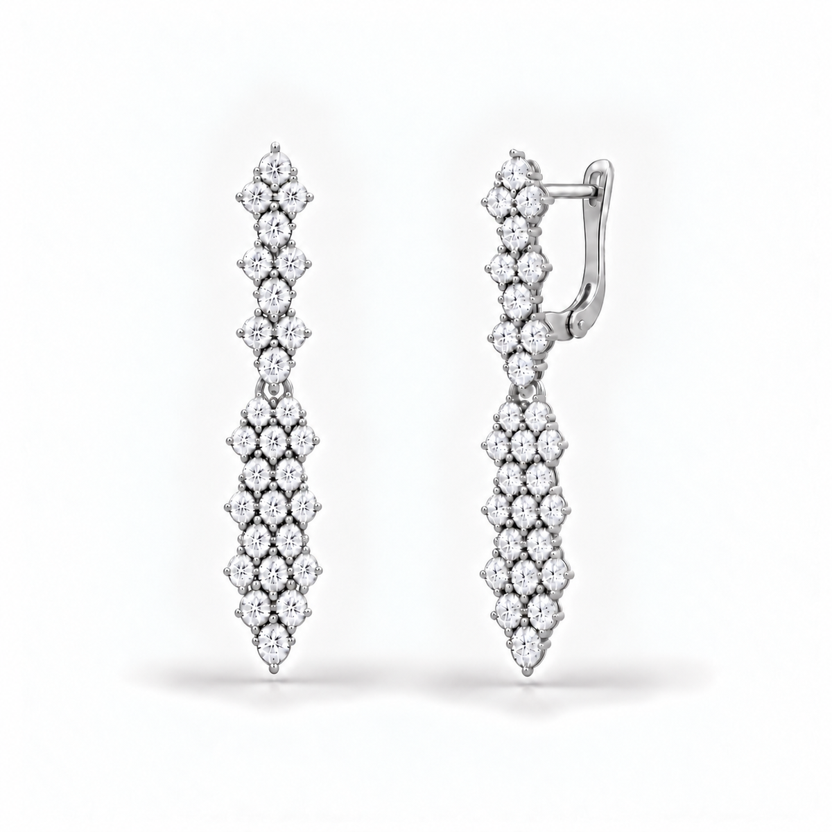 Pendientes Largos de Flor con Circonitas Baño Oro 18 Kilates