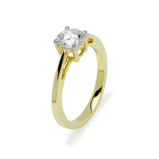 Anillo Solitario Gillian Compromiso con Diamante Creado 0,82 Quilates en Oro Amarillo