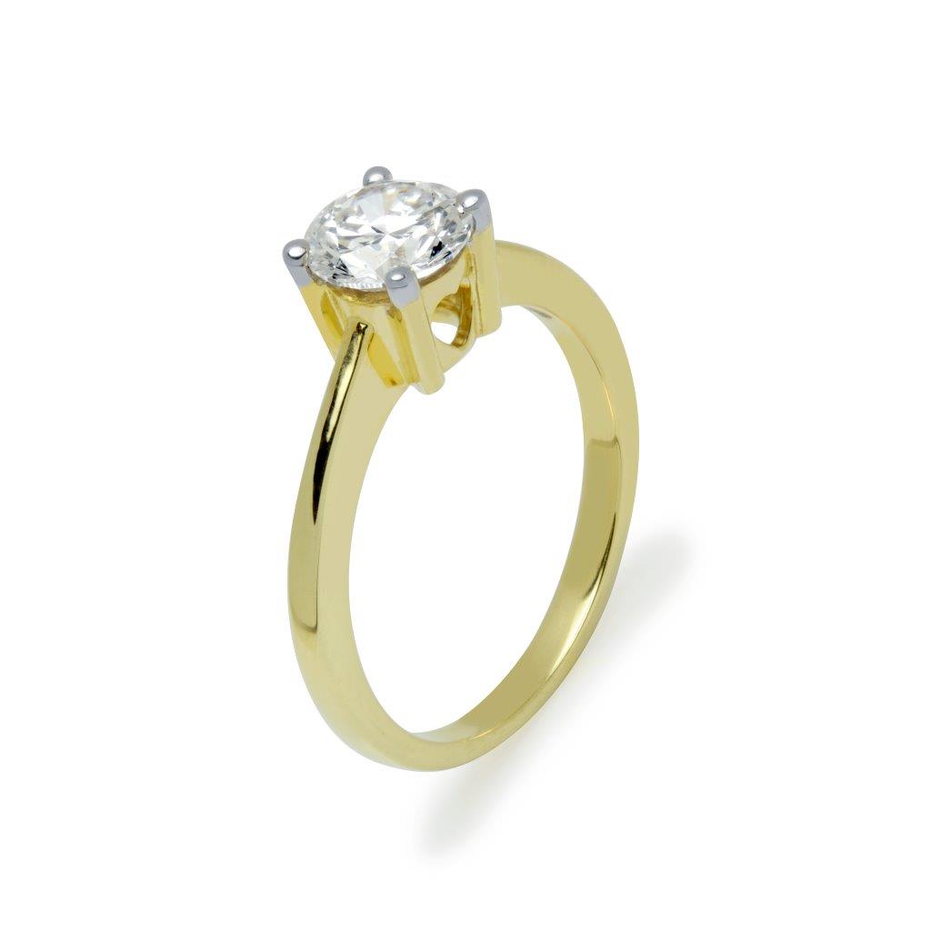 Anillo Solitario Ginger Compromiso con Diamante Creado 1,01 Quilates en Oro Amarillo