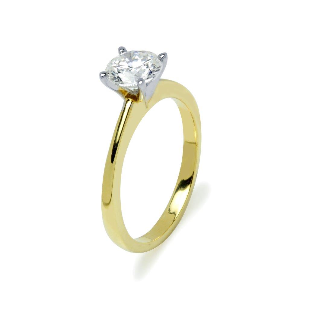 Anillo Solitario Harper Compromiso con Diamante Creado 1,01 Quilates en Oro Amarillo 9 Kilates