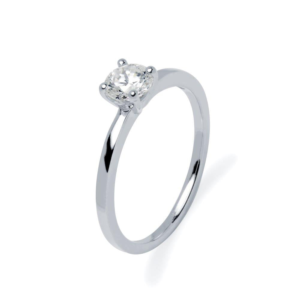 Anillo Solitario Charlize Compromiso con Diamante Creado 0,50 Quilates en Oro Blanco