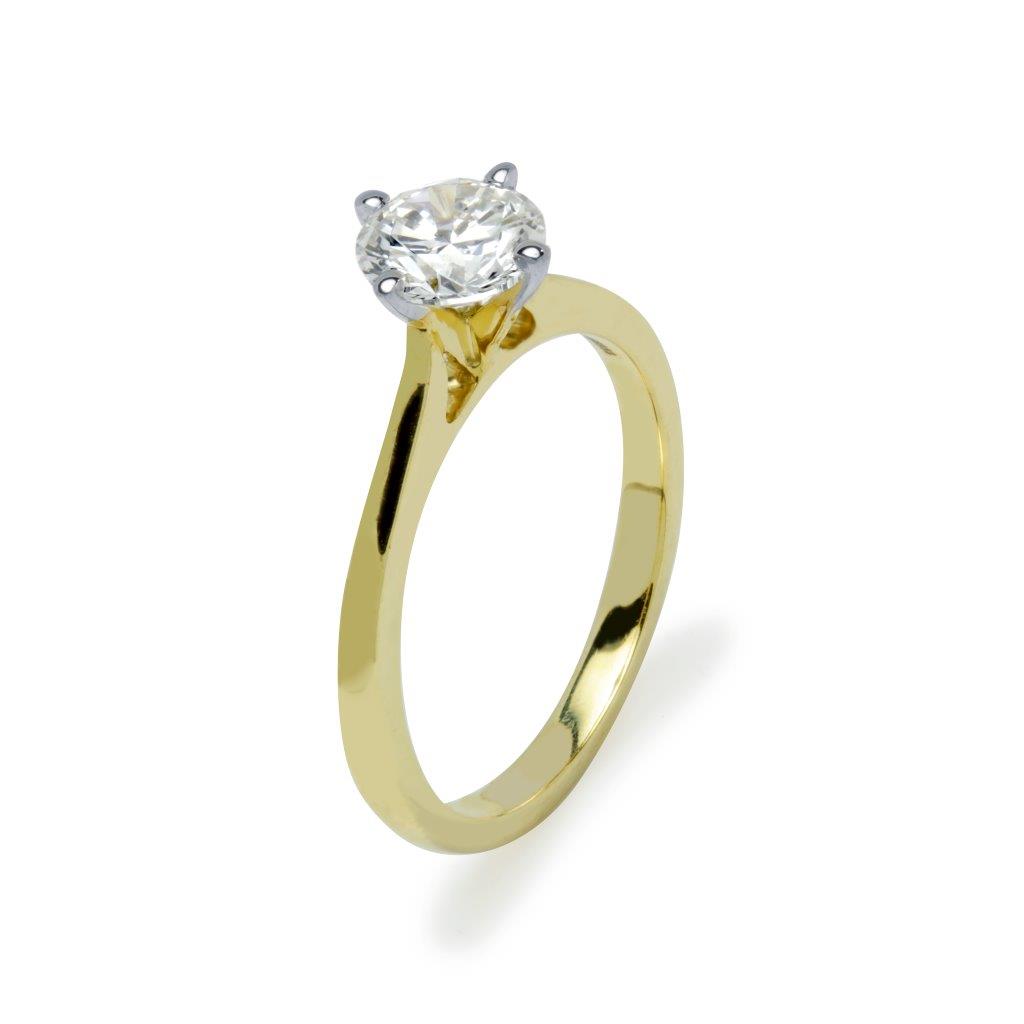 Anillo Solitario Ida Compromiso con Diamante Creado 1,010 Quilates en Oro Amarillo