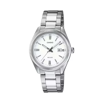 Reloj Casio Timeless Hombre Analogico Blanco Acero Inoxidable
