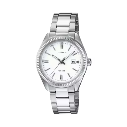 Reloj Casio Timeless Hombre Analogico Blanco Acero Inoxidable