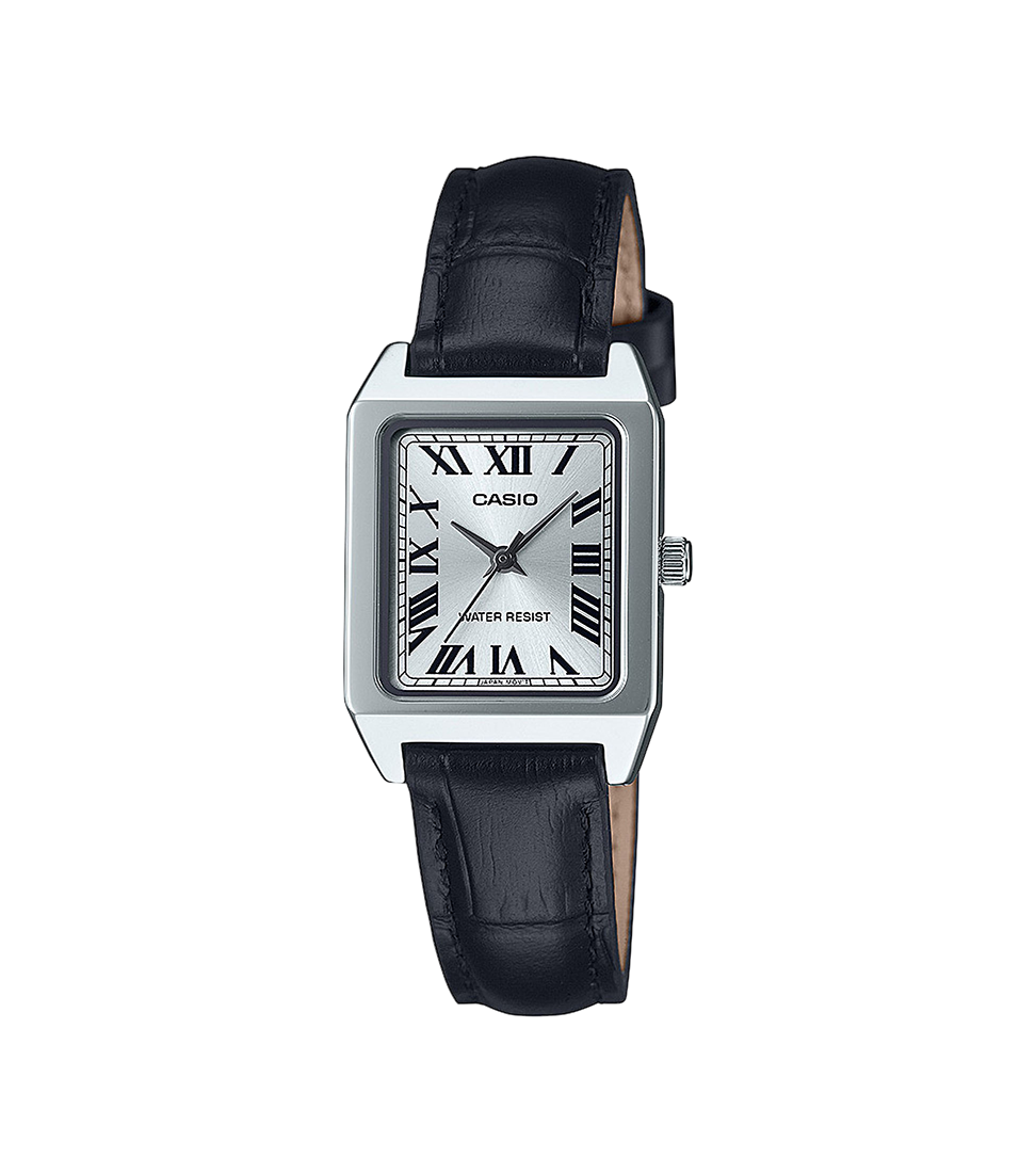 Reloj Casio Timeless Mujer Cuadrangular Analogico Negro Piel