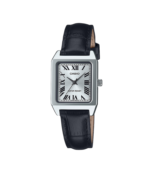 Reloj Casio Timeless Mujer Cuadrangular Analogico Negro Piel