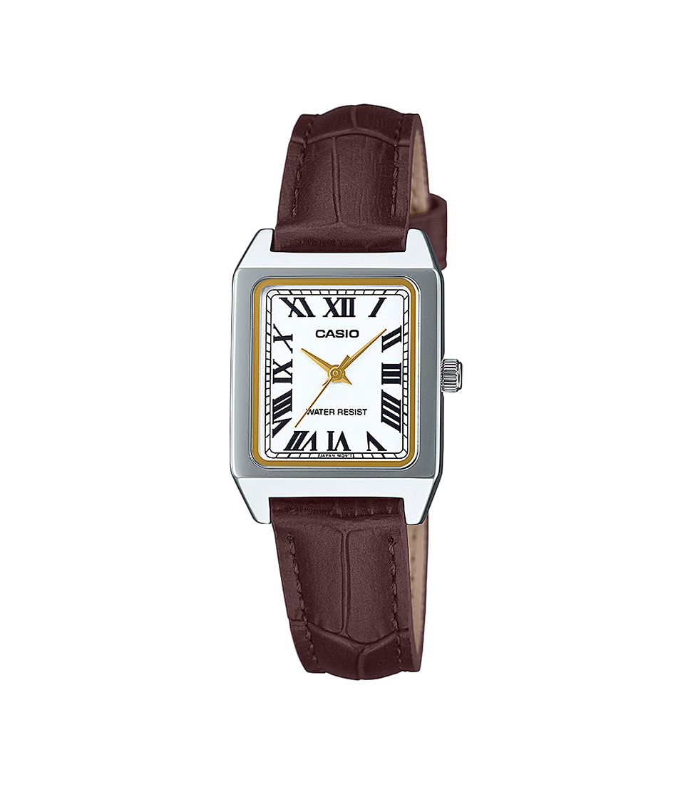 Reloj Casio Timeless Mujer Cuadrangular Analogico Marrón Piel