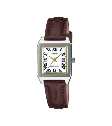 Reloj Casio Timeless Mujer Cuadrangular Analogico Marrón Piel