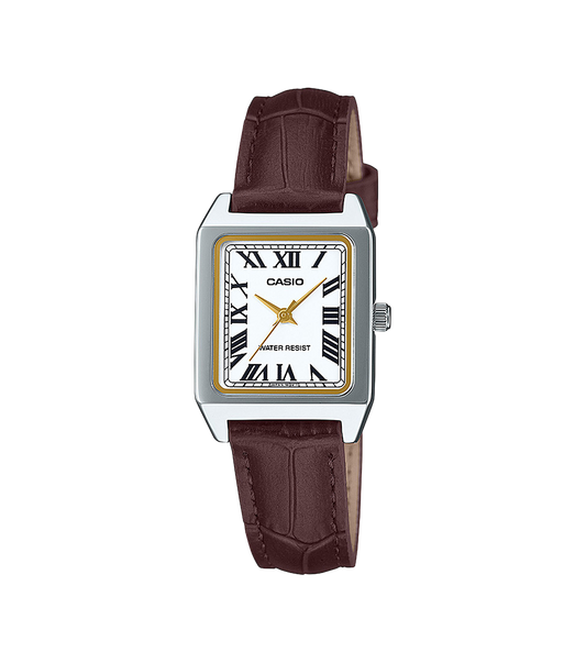 Reloj Casio Timeless Mujer Cuadrangular Analogico Marrón Piel