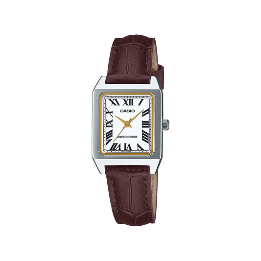 Reloj Casio Timeless Mujer Cuadrangular Analogico Marrón Piel