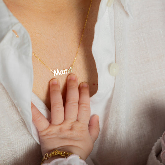 Cadena y Colgante Mamá en Oro Amarillo 9 Kilates