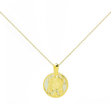 Medalla Virgen Niña (16x16) en Nácar y Oro Amarillo 9 Kilates