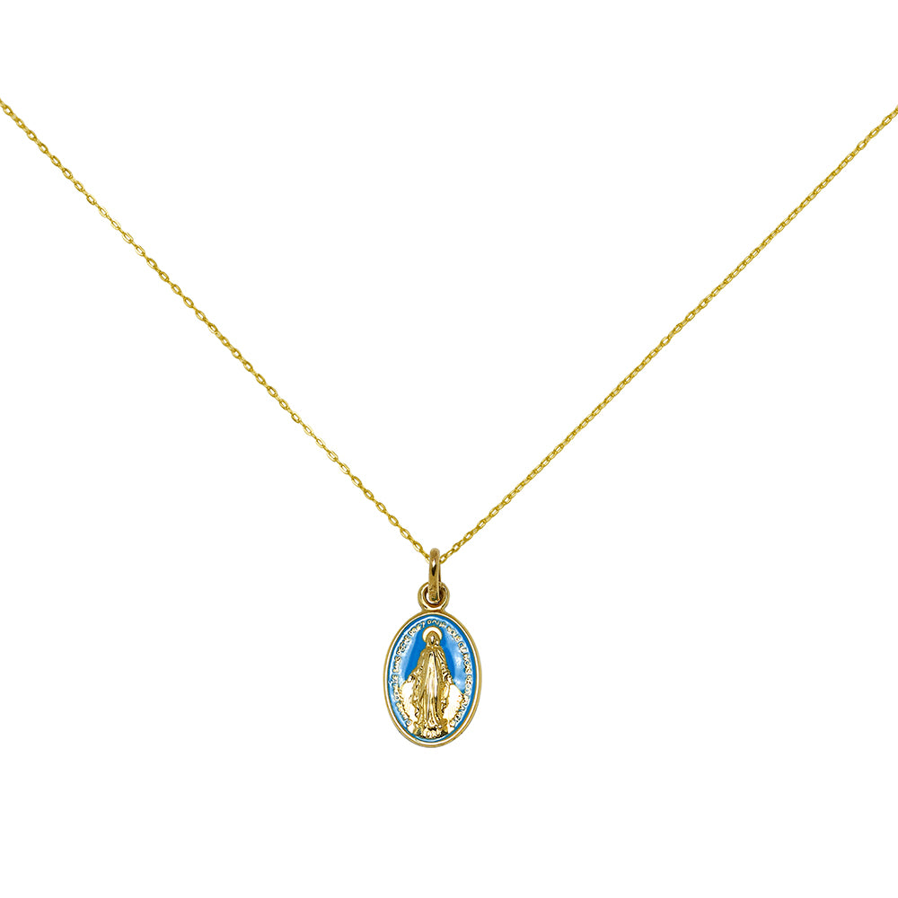 Medalla Oval Virgen Milagrosa de Oro de 9 Quilates