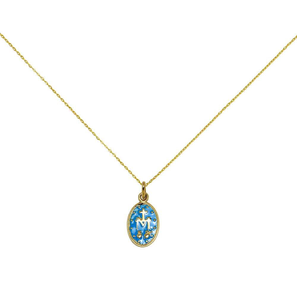 Medalla Oval Virgen Milagrosa de Oro de 9 Quilates