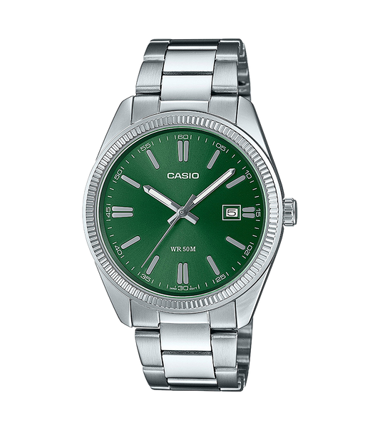 Reloj Casio Timeless Hombre Analogico Verde Acero Inoxidable