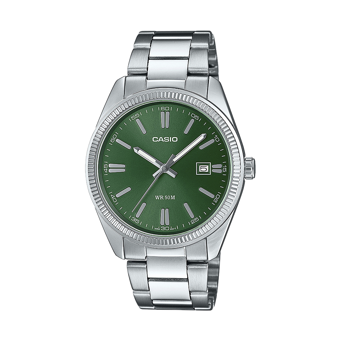 Reloj Casio Timeless Hombre Analogico Verde Acero Inoxidable