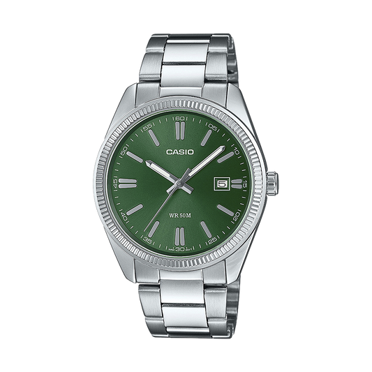 Reloj Casio Timeless Hombre Analogico Verde Acero Inoxidable