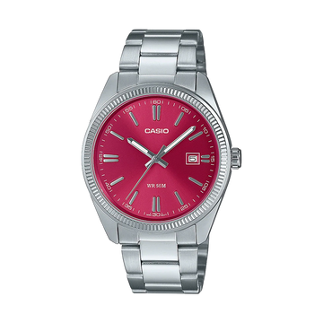 Reloj Casio Timeless Hombre Analogico Rojo Acero Inoxidable
