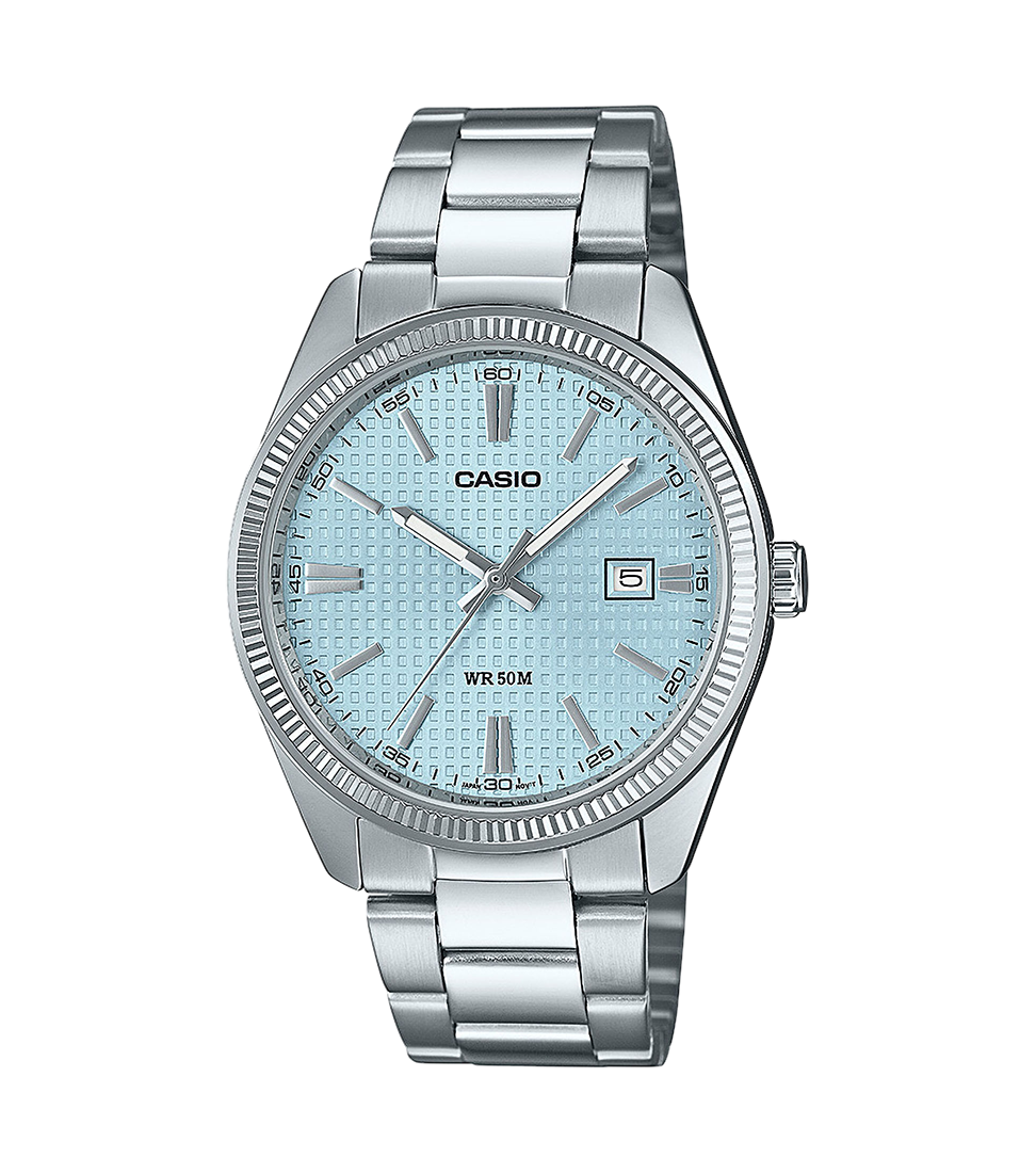Reloj Casio Timeless Hombre Analogico Azul Celeste Acero Inoxidable
