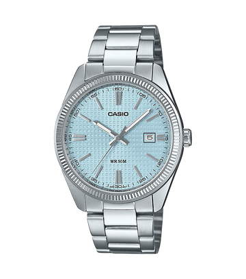 Reloj Casio Timeless Hombre Analogico Azul Celeste Acero Inoxidable