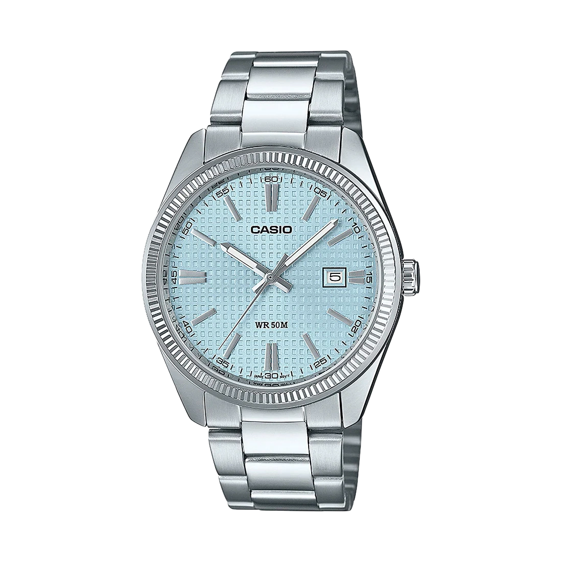 Reloj Casio Timeless Hombre Analogico Azul Celeste Acero Inoxidable