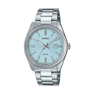 Reloj Casio Timeless Hombre Analogico Azul Celeste Acero Inoxidable