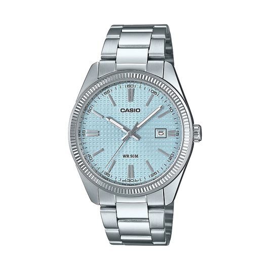 Reloj Casio Timeless Hombre Analogico Azul Celeste Acero Inoxidable