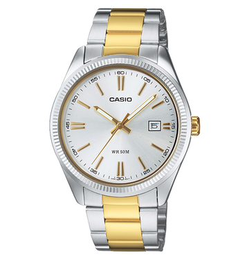 Reloj Casio Timeless Hombre Analogico Plateado-Dorado Acero Inoxidable