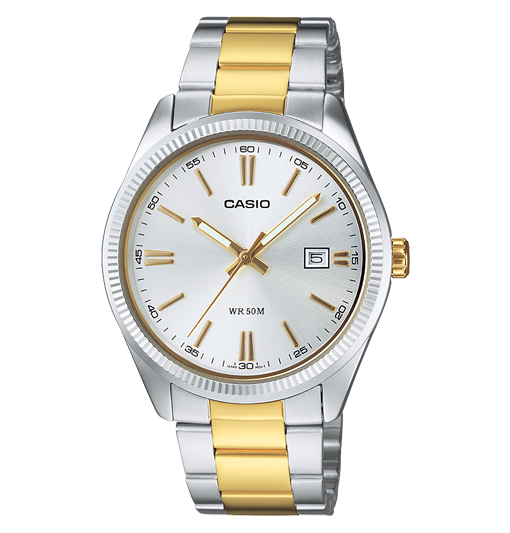 Reloj Casio Timeless Hombre Analogico Plateado-Dorado Acero Inoxidable