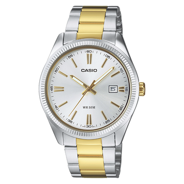 Reloj Casio Timeless Hombre Analogico Plateado-Dorado Acero Inoxidable