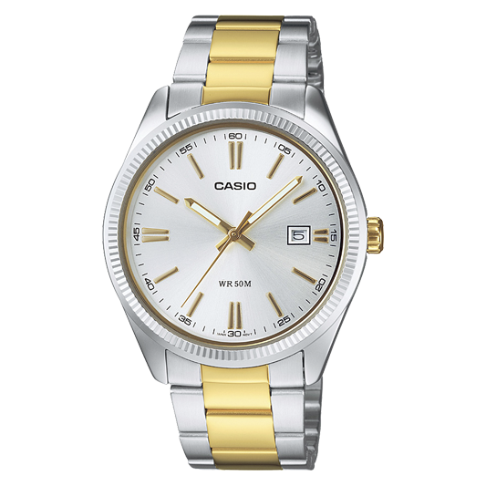 Reloj Casio Timeless Hombre Analogico Plateado-Dorado Acero Inoxidable