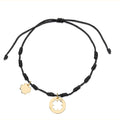 Pulsera de Hilo con Trébol y Brillante de Oro de 9 Quilates