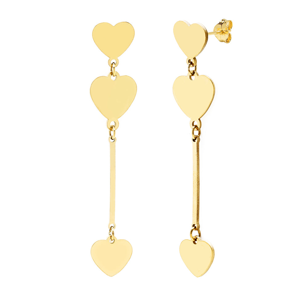 Pendientes de Acero con Tres Corazones
