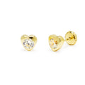 Pendientes Corazón de Oro de 9 Quilates con Circonita