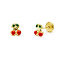 Pendientes de Cerezas Esmaltadas de Oro de 9 Quilates