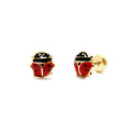 Pendientes Mariquita de Oro de 9 Quilates con Esmalte