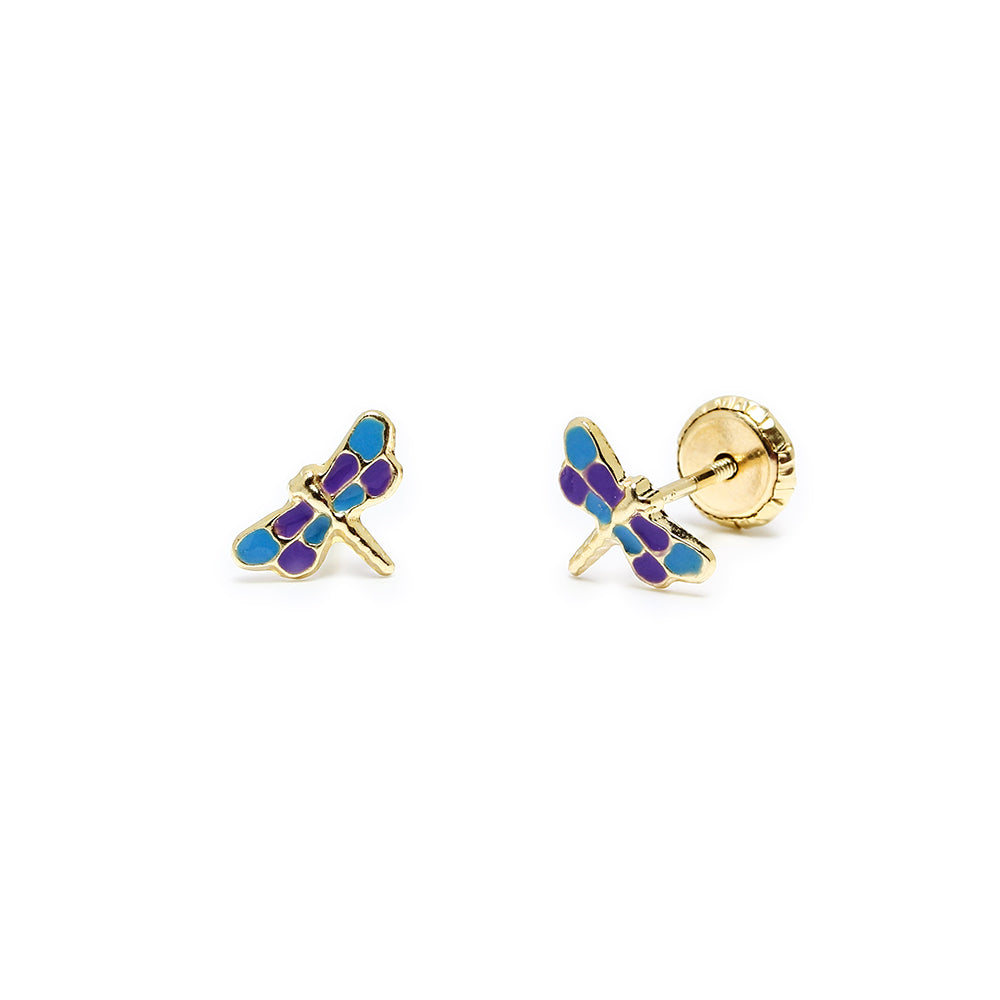Pendientes Libélula Esmaltados de Oro de 9 Quilates