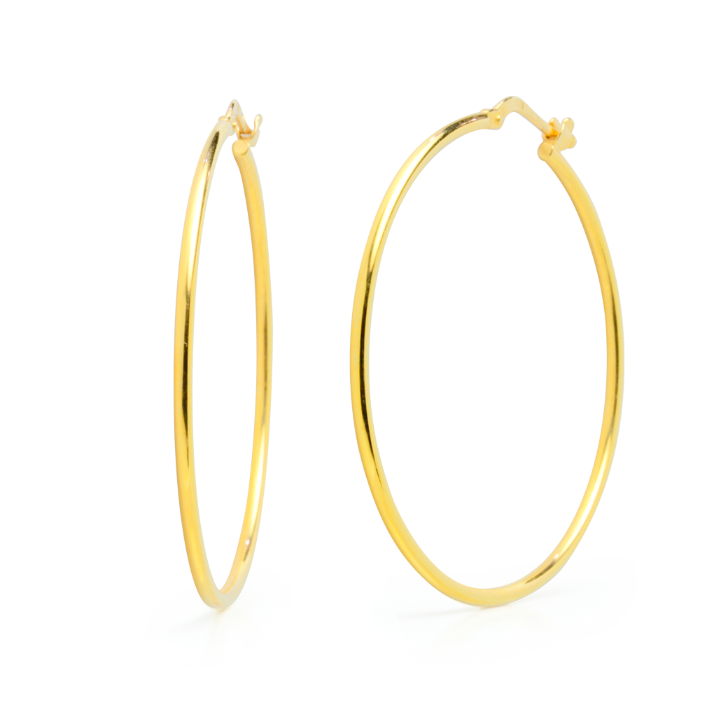 Pendientes Aro Liso Redondo (44x2mm) en Plaqué Oro de 3 Micras