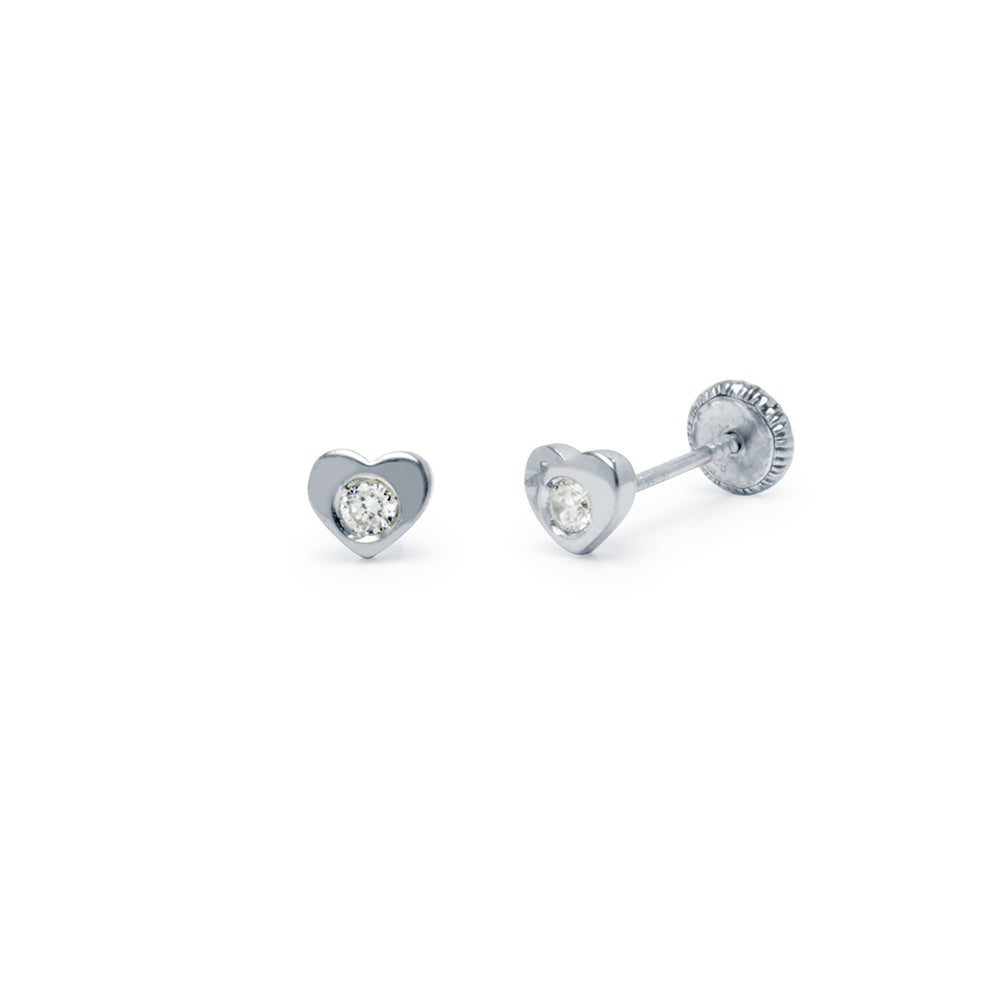 Pendientes Niña Corazones con Circonita en Plata