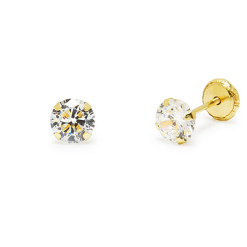 Pendientes Bebé Circonita 5x5mm en Oro Amarillo 9 Kilates