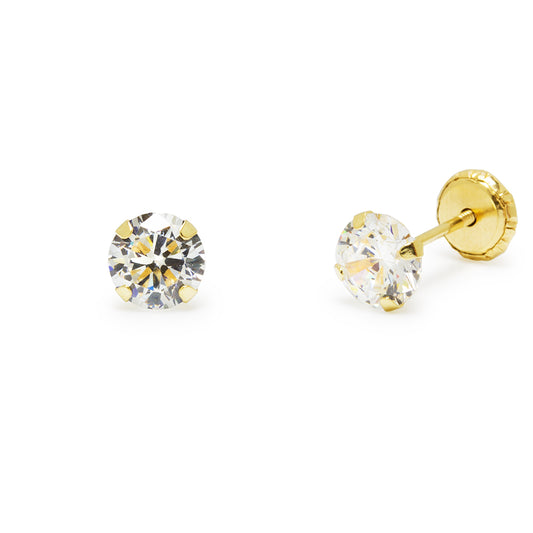Pendientes Bebé Circonita 5x5mm en Oro Amarillo 9 Kilates