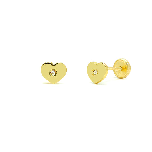 Pendientes de Bebé Corazón con Diamantes 0,012 quilates en Oro Amarillo 9 Kilates