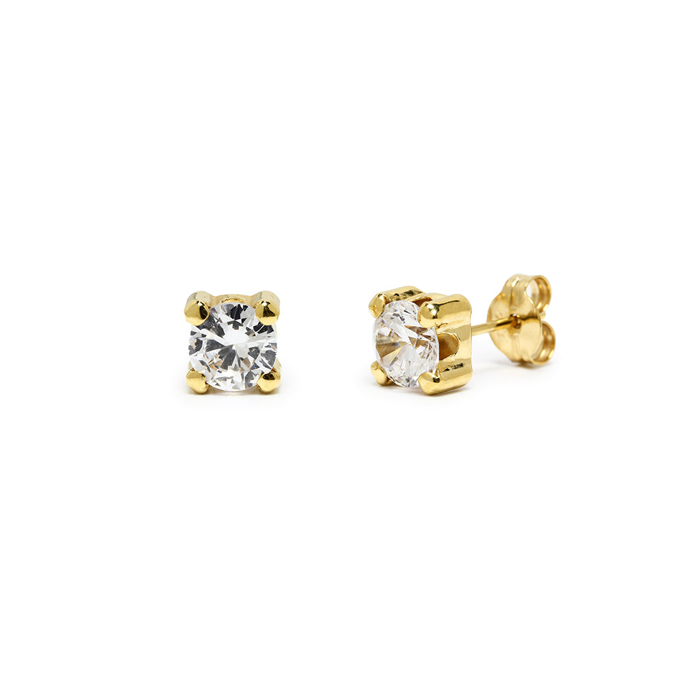 Pendientes de Plata de Ley 925 con Circonita y Baño de Oro