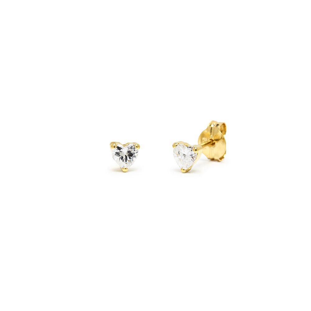 Pendientes Corazón con Circonitas de Plata y Baño de Oro